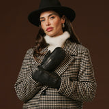Gianetta (black) – Italian lambskin mittens with luxurious lambswool lining