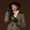 Gianetta (black) - Italian lambskin mittens with luxurious lambswool lining