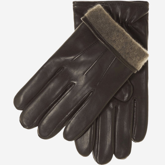 Giovanni (dark brown) - Classic Italian lambskin leather gloves with cashmere lining