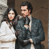 Giovanni (black) - classic Italian lambskin leather gloves with cashmere lining