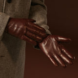 Giovanni (brown) - Classic Italian lambskin leather gloves with cashmere lining