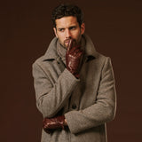 Giovanni (brown) - Classic Italian lambskin leather gloves with cashmere lining
