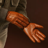 Giovanni (cognac) - Classic Italian lambskin leather gloves with cashmere lining