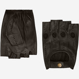 Giuseppe (black) - Italian lambskin fingerless leather driving gloves