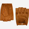 Giuseppe (cognac) - Italian lambskin fingerless leather driving gloves