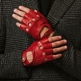 Giuseppe (red) - Italian lambskin fingerless leather driving gloves