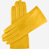 Isabella (yellow) - Italian lambskin leather gloves with luxurious cashmere lining