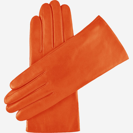 Isabella (orange) - Italian lambskin leather gloves with luxurious cashmere lining - Leather Gloves Online - Luxury Leather Gloves - 1