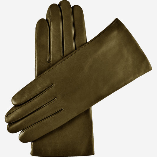 Isabella (green) - Italian lambskin leather gloves with luxurious cashmere lining - Leather Gloves Online - Luxury Leather Gloves - 1