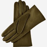 Isabella (green) - Italian lambskin leather gloves with luxurious cashmere lining