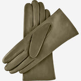 Isabella (green) - Italian lambskin leather gloves with luxurious cashmere lining