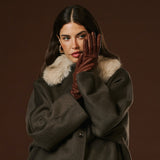 Isabella (brown) - Italian lambskin leather gloves with cashmere lining