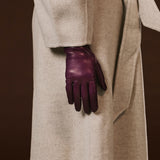 Isabella (eggplant) - Italian lambskin leather gloves with cashmere lining