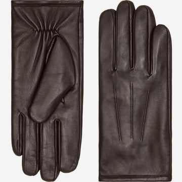 Julian (dark brown) - Classic sheepskin leather gloves with warm fleece lining and touchscreen feature