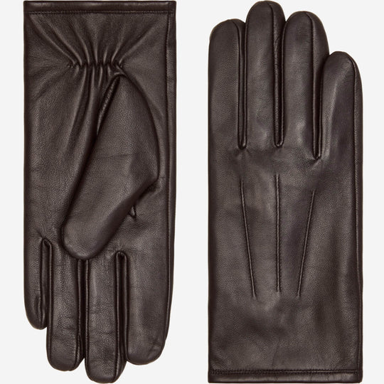 Julian (dark brown) - Classic sheepskin leather gloves with warm fleece lining and touchscreen feature