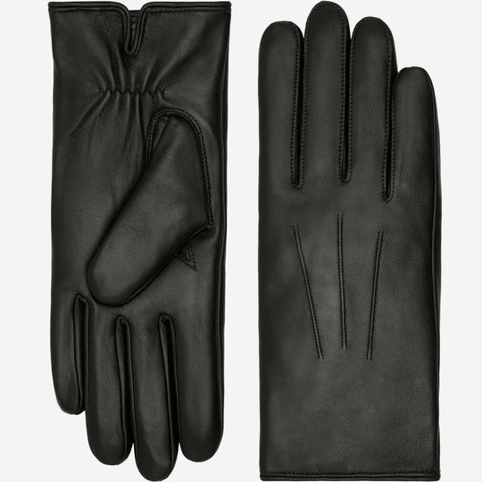 Julietta (black) - Lambskin leather gloves with plush rabbit fur lining and touchscreen feature