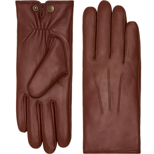 Julietta (brown) - Lambskin leather gloves with plush rabbit fur lining and touchscreen feature