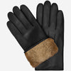Julietta (black) - Lambskin leather gloves with plush rabbit fur lining and touchscreen feature