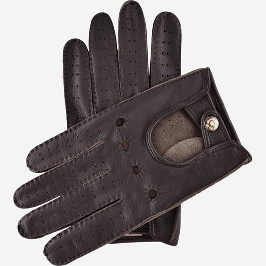 Leonardo (dark brown) - Italian driving gloves made of American deerskin leather - Leather Gloves Online - Luxury Leather Gloves - 1