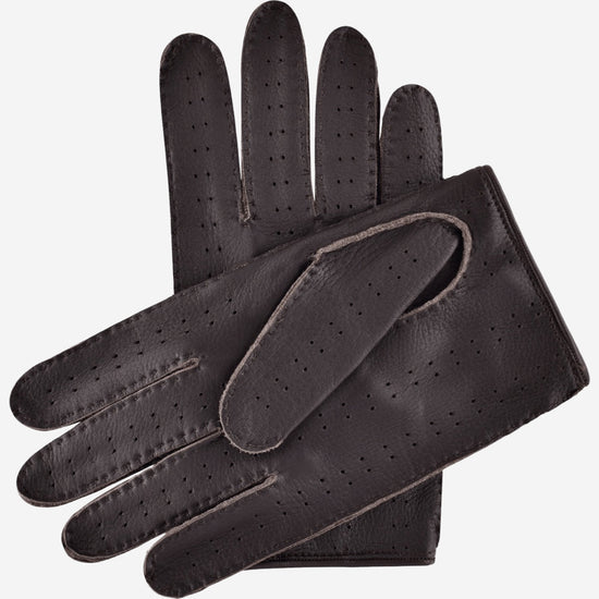 Leonardo (dark brown) - Italian driving gloves made of American deerskin leather - Leather Gloves Online - Luxury Leather Gloves - 4