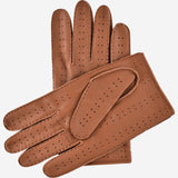 Leonardo (brown) - Italian driving gloves made of American deerskin leather