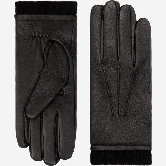Lorenzo (black) - Italian gloves made of American deerskin leather with cashmere lining - Leather Gloves Online - Luxury Leather Gloves - 1