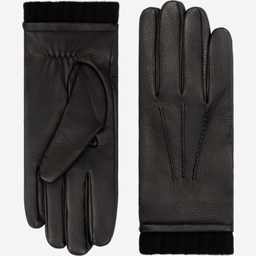 Lorenzo (black) - Italian gloves made of American deerskin leather with cashmere lining - Leather Gloves Online - Luxury Leather Gloves - 1