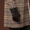 Luca (black) - Italian lambskin leather gloves with cashmere lining and checkered pattern - Leather Gloves Online - Luxury Leather Gloves - 9