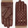 Luca (brown) - Italian lambskin leather gloves with cashmere lining and checkered pattern - Leather Gloves Online - Luxury Leather Gloves - 2