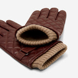 Luca (brown) - Italian lambskin leather gloves with cashmere lining and checkered pattern