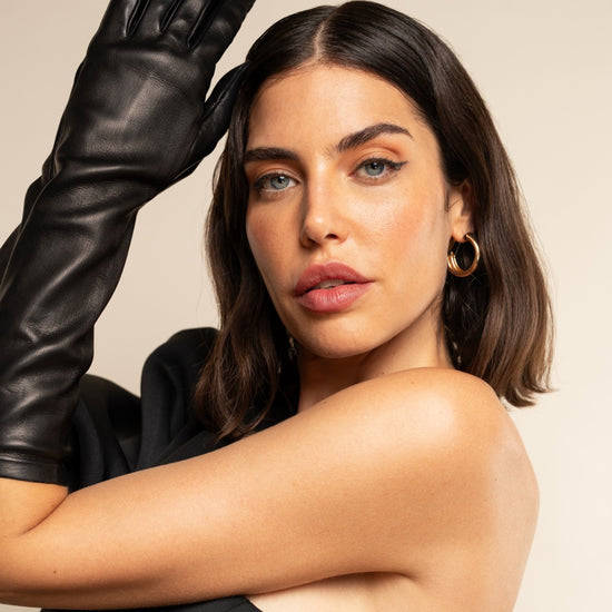 Lucia (black) - Italian unlined 8-button length leather opera gloves - Leather Gloves Online - Luxury Leather Gloves - 3