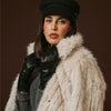 Luciana (black) - Extended women’s Italian lambskin leather gloves with rabbit fur lining