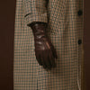 Luciana (brown) - Extended women's Italian lambskin leather gloves with rabbit fur lining