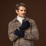 Luciano (dark blue) - Handmade Italian knitted wool gloves with luxurious cashmere lining