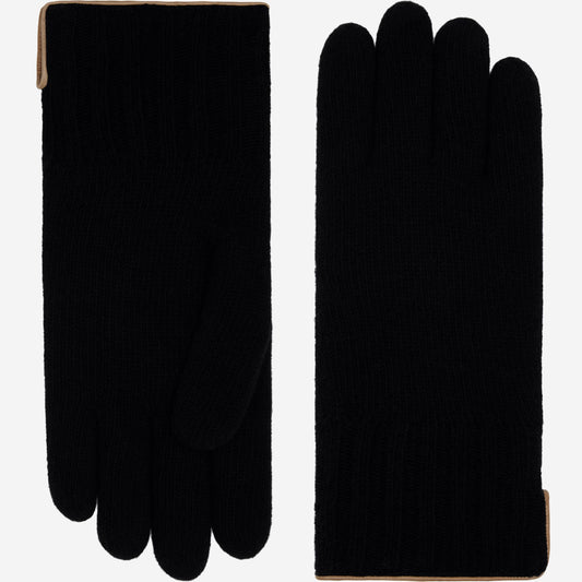 Luciano (black) - Handmade Italian knitted wool gloves with luxurious cashmere lining - Leather Gloves Online - Luxury Wool Gloves - 1