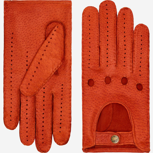 Marcello (orange) – Luxurious Italian peccary driving gloves