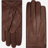 Marco (brown) - Italian lambskin leather gloves with brown rabbit fur lining