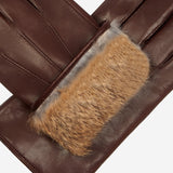 Marco (brown) - Italian lambskin leather gloves with brown fur lining