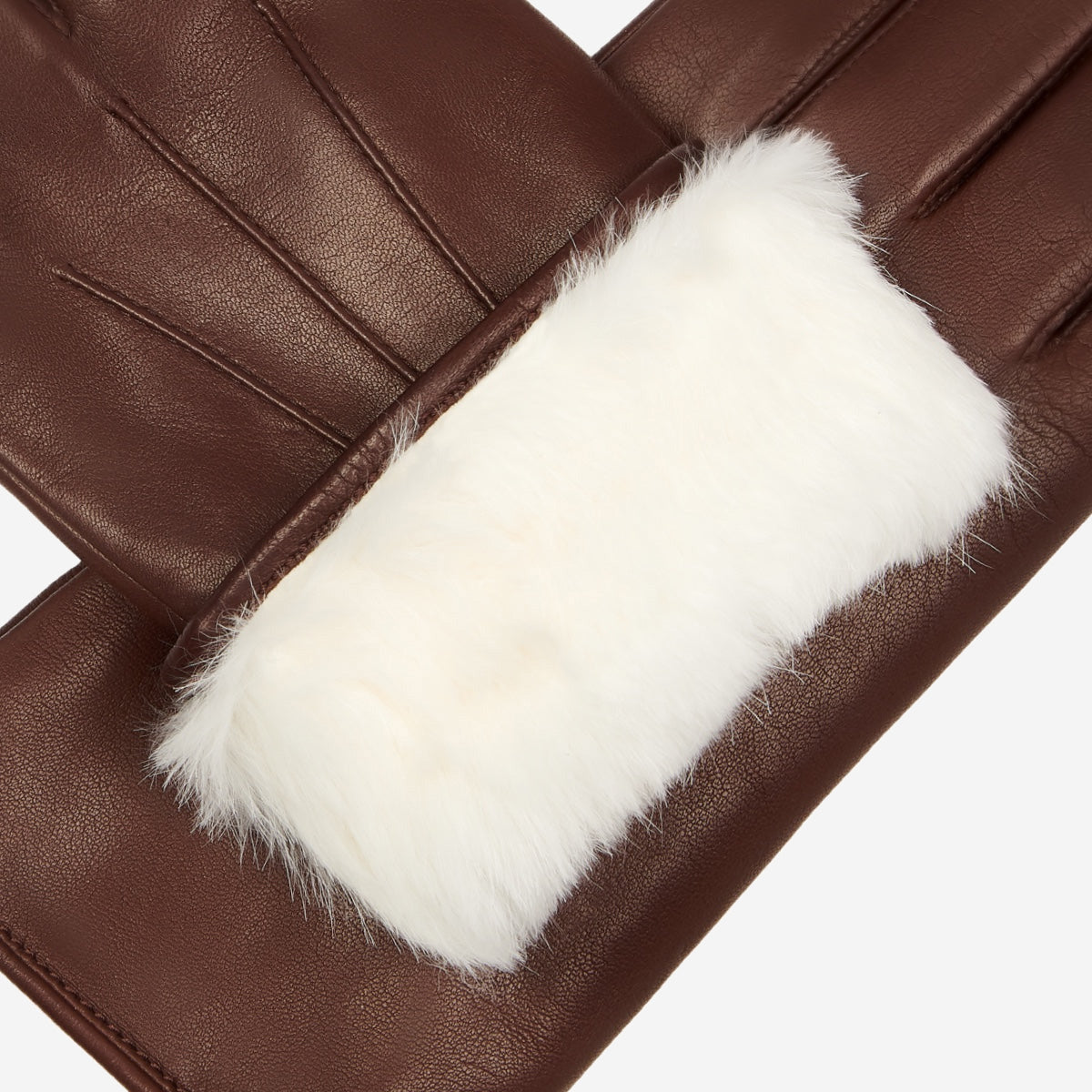 Marco (brown) - Italian lambskin leather gloves with white rabbit fur lining - Leather Gloves Online - Luxury Leather Gloves - 4