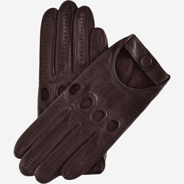 Mario (dark brown) - Italian lambskin leather driving gloves & touchscreen feature - Leather Gloves Online - Luxury Leather Gloves - 1
