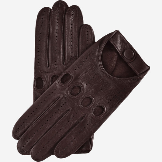 Mario (dark brown) - Italian lambskin leather driving gloves & touchscreen feature - Leather Gloves Online - Luxury Leather Gloves - 1