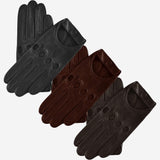 Mario (dark brown) - Italian lambskin leather driving gloves & touchscreen feature