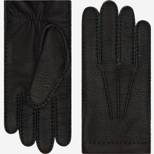Matteo (black) - Italian gloves made of American deerskin leather with cashmere lining