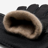 Matteo (black) - Italian gloves made of American deerskin leather with cashmere lining