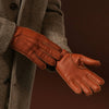Matteo (brown) - Italian gloves made of American deerskin leather with cashmere lining