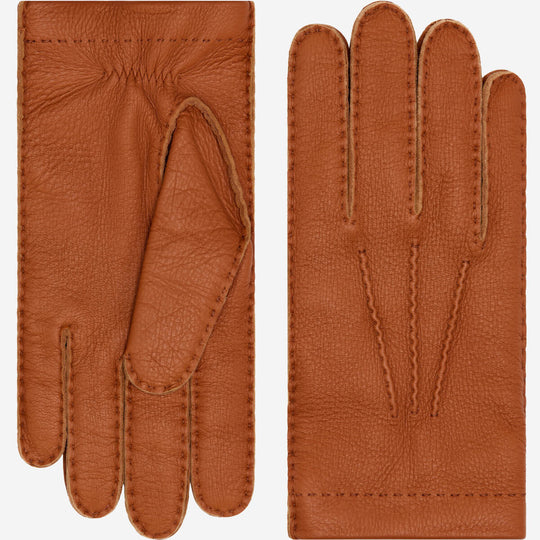 Matteo (brown) - Italian gloves made of American deerskin leather with cashmere lining