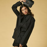 Mirella (black) - Italian calf leather women's crossbody bag (with shoulder strap)
