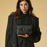 Mirella (black) - Italian calf leather women's crossbody bag (with shoulder strap)