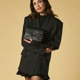 Mirella (black) - Italian calf leather women's crossbody bag (with shoulder strap)