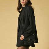 Mirella (black) - Italian calf leather women's crossbody bag (with shoulder strap)